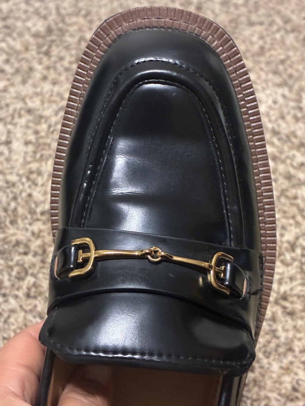 Sam Edelman Black Leather Loafers with Gold Bit - Picture 9 of 14